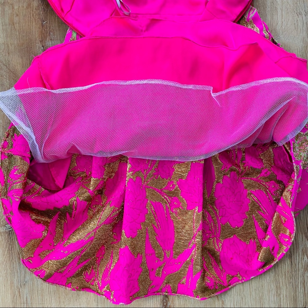 Marchesa Notte V Neck Metallic Floral Dress sz 2 - Picture 10 of 15